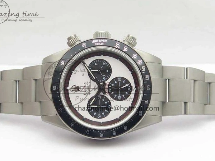 1225 Daytona Newman Sandblasted SS White Black Dial On SS Bracelet A Functional 3522